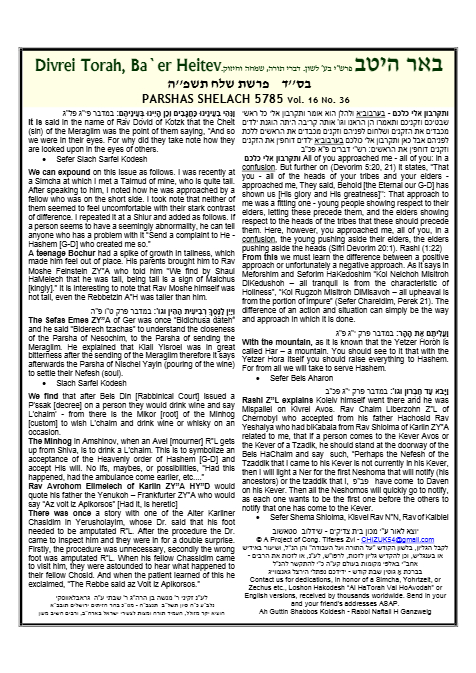 Ba'er Heitev — Parshas Shlach