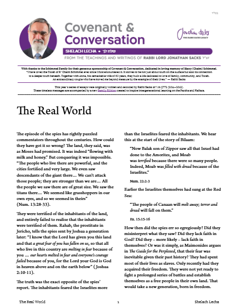 Covenant & Conversation — Parshas Shlach