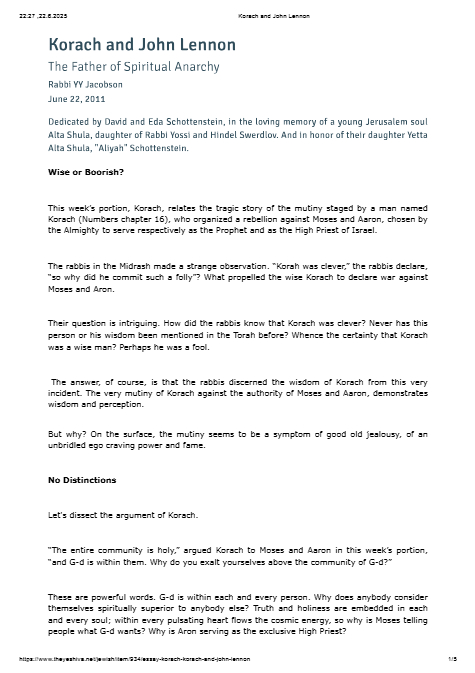 The Yeshiva.net — Parshas Korach