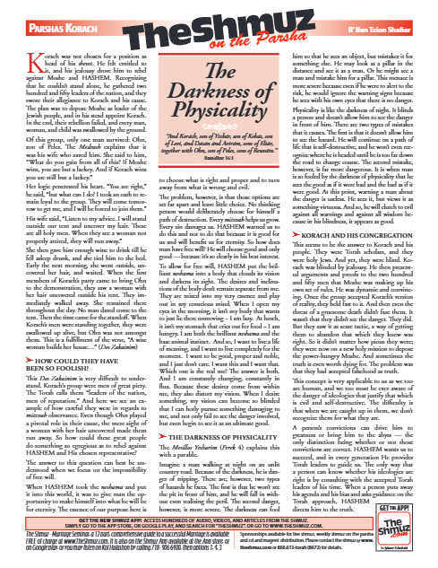 The Shmuz — Parshas Korach
