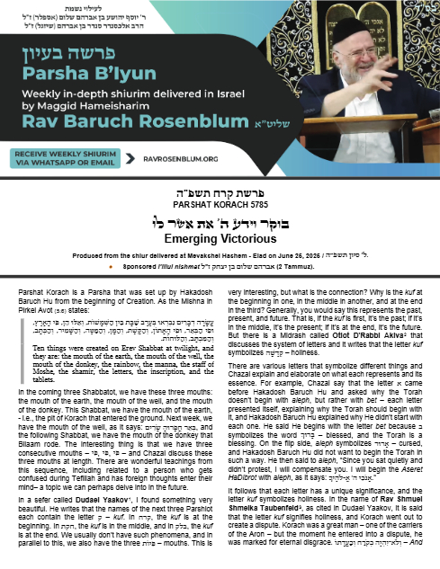 Parsha B'Iyun — Parshas Korach