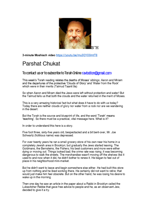 Rabbi Tuvia Bolton — Parshas Chukas