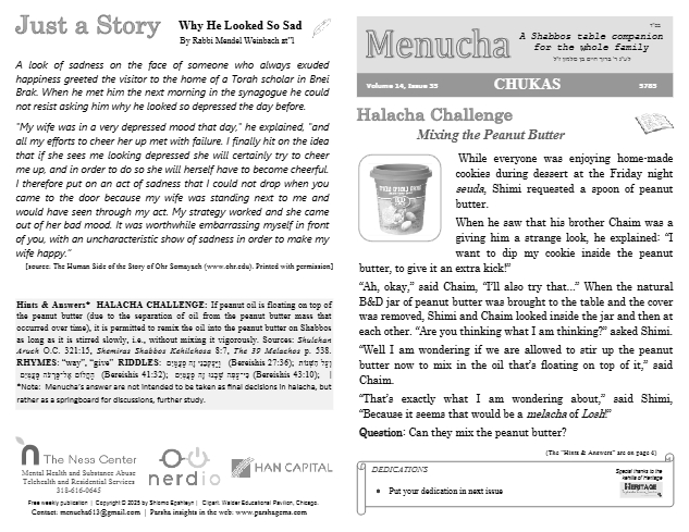 Menucha Magazine — Parshas Chukas