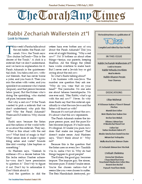 The Torah Anytimes — Parshas Chukas