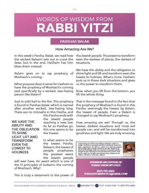 Words of Wisdom from Rabbi Yitzi — Parshas Balak