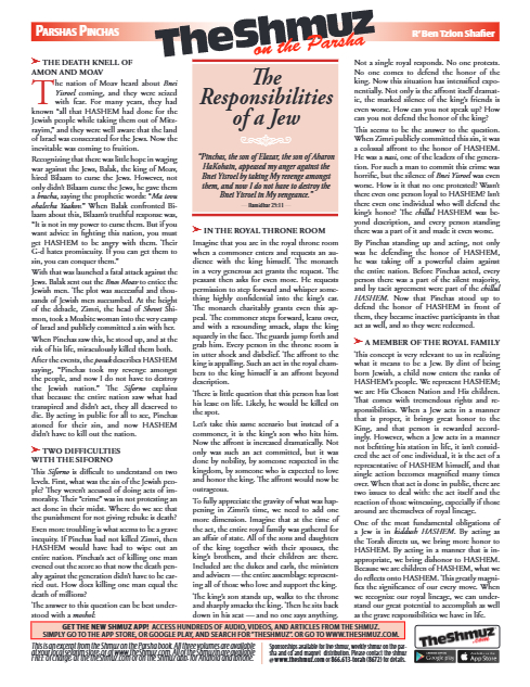 The Shmuz — Parshas Pinchas