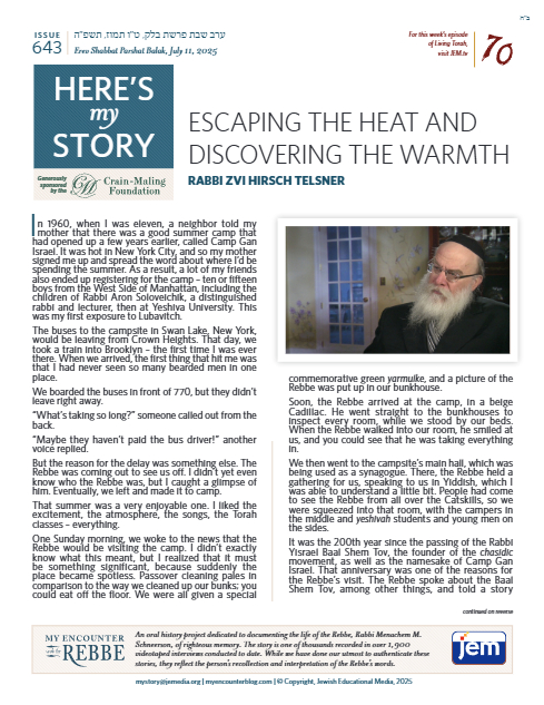 Here's my story — Parshas Pinchas