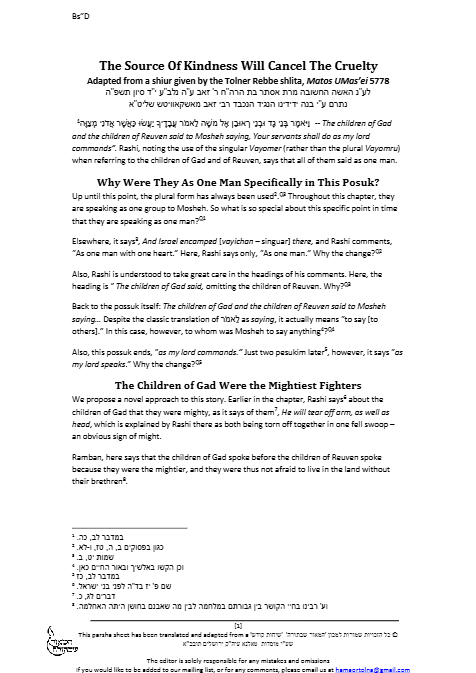 Torah Papers — Parshas Matos-Massei