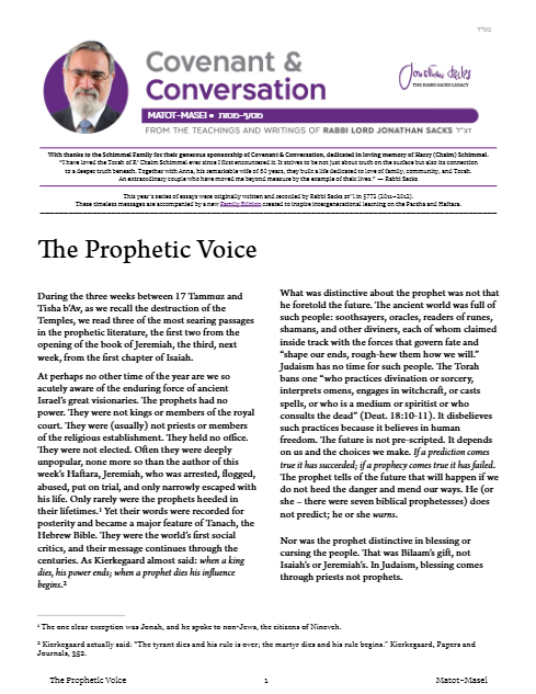 Covenant & Conversation — Parshas Matos-Massei