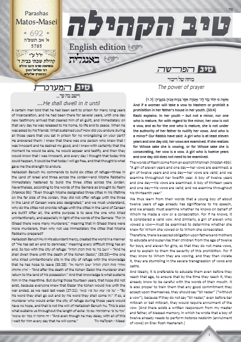 טיב הקהילה English — Parshas Matos-Massei