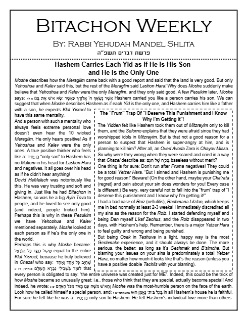 Bitachon Weekly — Parshas Devorim