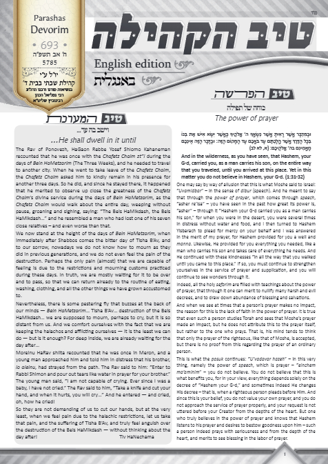 טיב הקהילה English — Parshas Devorim