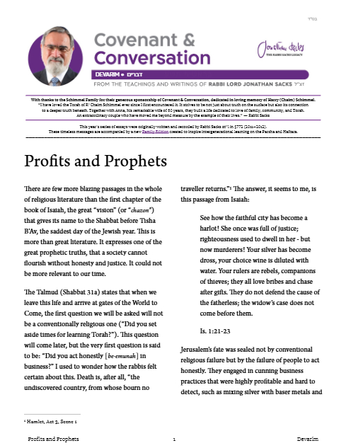 Covenant & Conversation — Parshas Devorim