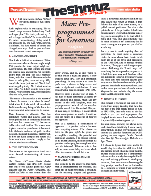 The Shmuz — Parshas Devorim