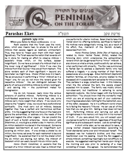 Peninim on the Torah — Parshas Eikev