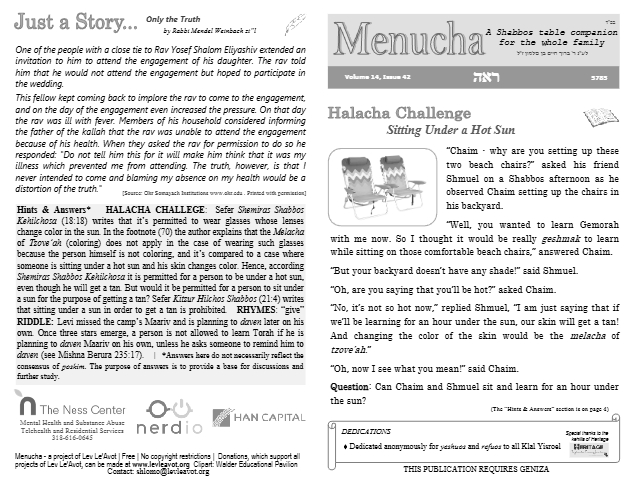 Menucha Magazine — Parshas Re'eh