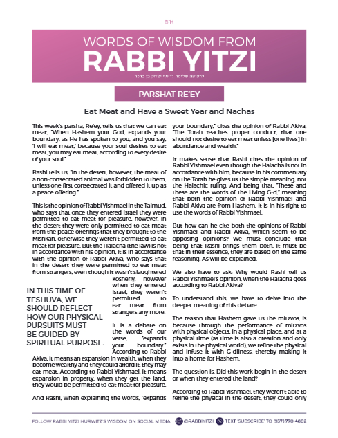 Words of Wisdom from Rabbi Yitzi — Parshas Re'eh
