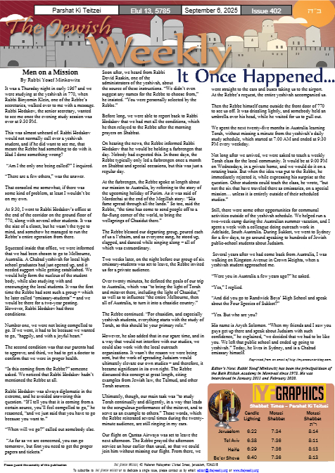 The Jewish Weekly — Parshas Ki Teitzei
