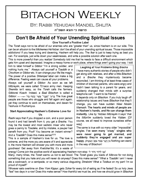 Bitachon Weekly — Parshas Ki Teitzei