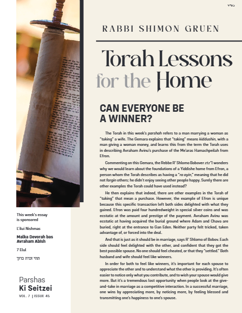 Torah Lessons for the Home — Parshas Ki Teitzei