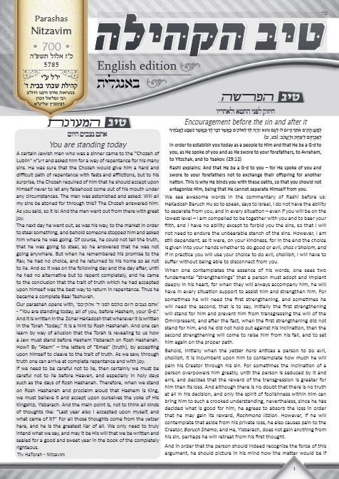טיב הקהילה English — Parshas Nitzavim