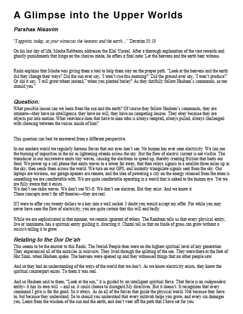The Shmuz — Parshas Nitzavim