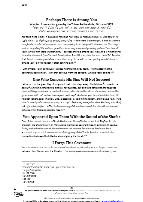 Sichos In English — Parshas Nitzavim