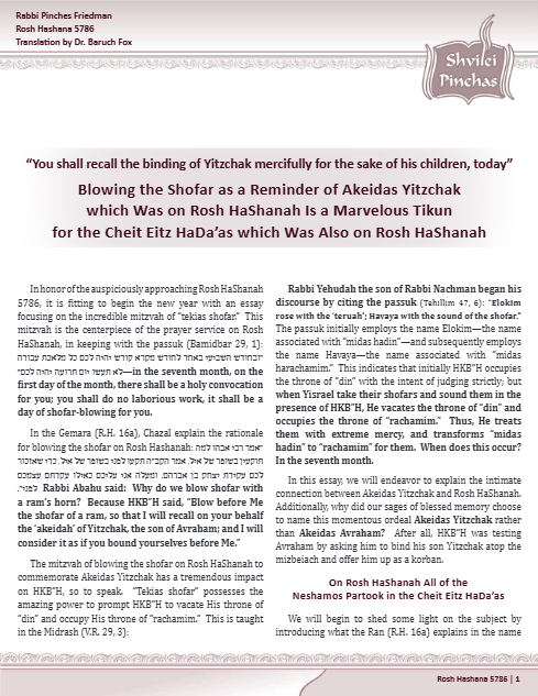 Shvilei Pinchas — Parshas Nitzavim