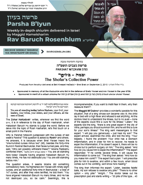 Parsha B'Iyun — Parshas Nitzavim