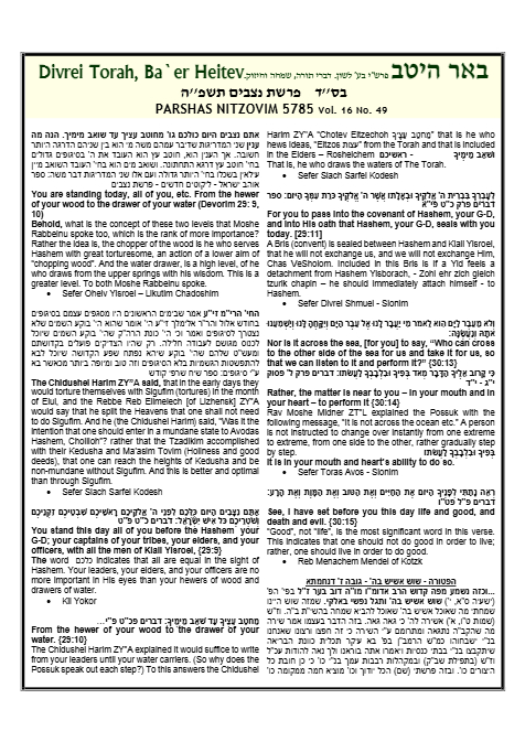 Ba'er Heitev — Parshas Nitzavim