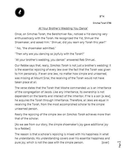 Chassidic Story — Parshas Bereishis