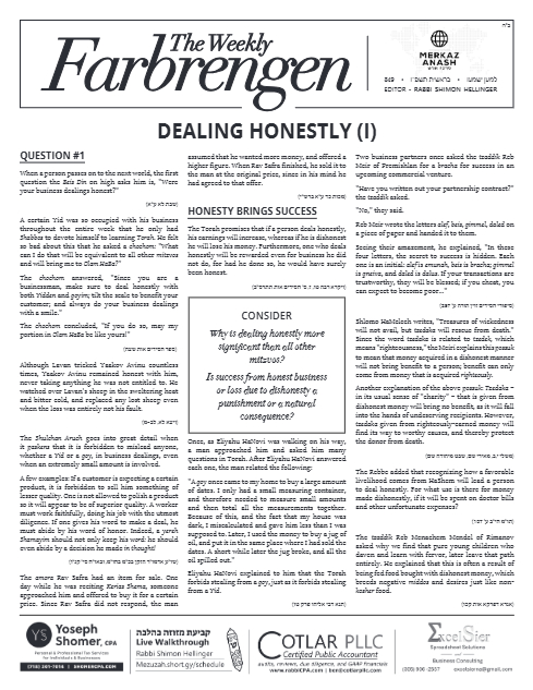 The Weekly Farbrengen — Parshas Bereishis