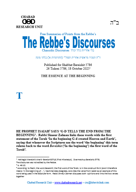 Chabad Research Unit — Parshas Bereishis