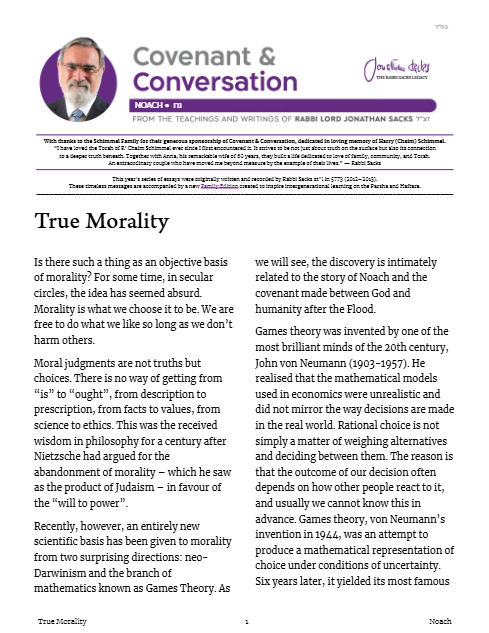 Covenant & Conversation — Parshas Noach