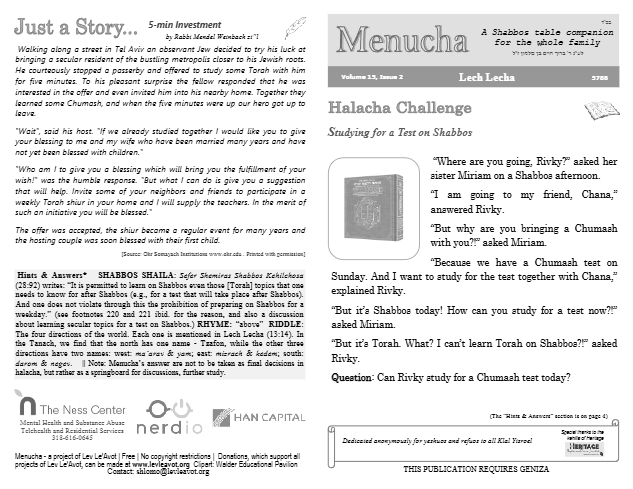 Menucha Magazine — Parshas Lech-Lecha