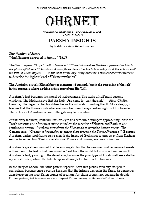 OHRNET — Parshas Vayeira