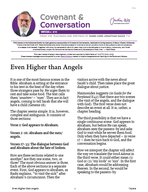 Covenant & Conversation — Parshas Vayeira