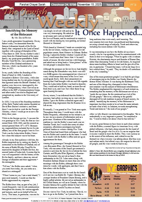 The Jewish Weekly — Parshas Chayei Sarah