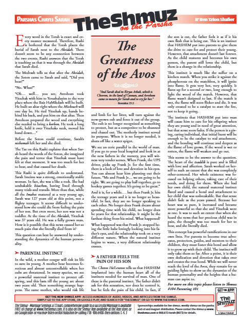 The Shmuz — Parshas Chayei Sarah