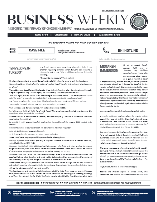 Business Weekly — Parshas Chayei Sarah