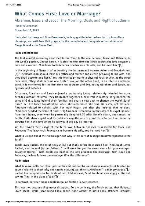 The Yeshiva.net — Parshas Chayei Sarah