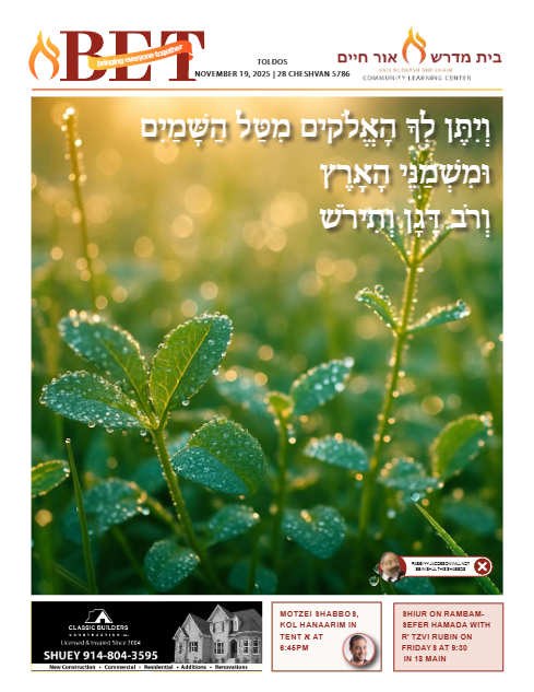 BET Journal — Parshas Toldos