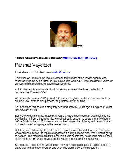 Rabbi Tuvia Bolton — Parshas Vayeitzei
