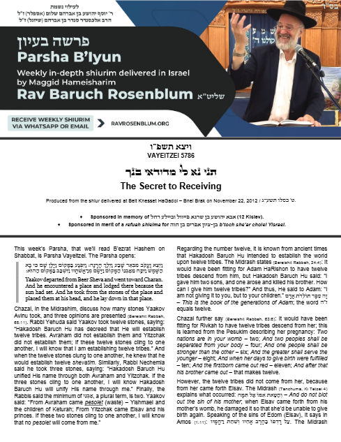 Parsha B'Iyun — Parshas Vayeitzei