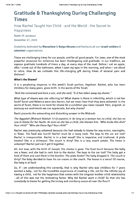 The Yeshiva.net — Parshas Vayeitzei