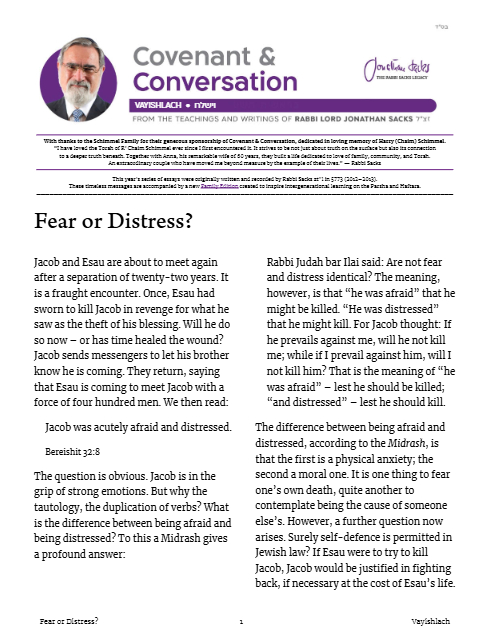 Covenant & Conversation — Parshas Vayishlach