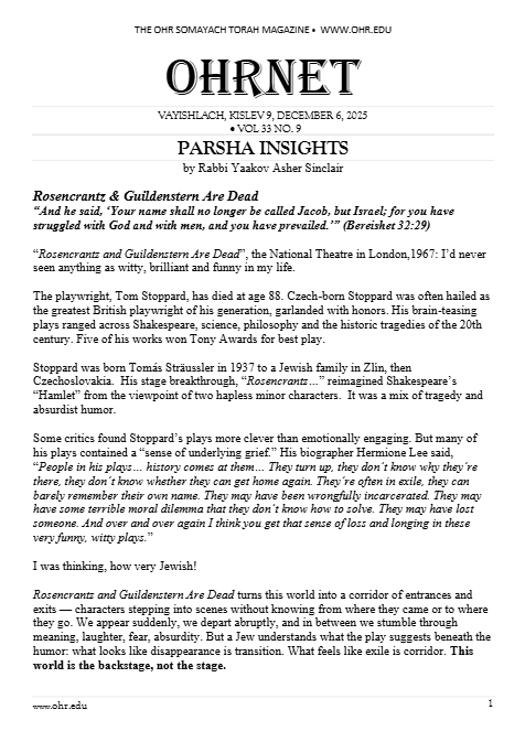 OHRNET — Parshas Vayishlach