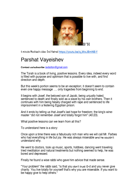Rabbi Tuvia Bolton — Parshas Vayeishev