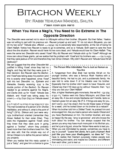 Bitachon Weekly — Parshas Mikeitz