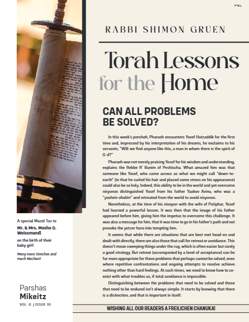 Torah Lessons for the Home — Parshas Mikeitz